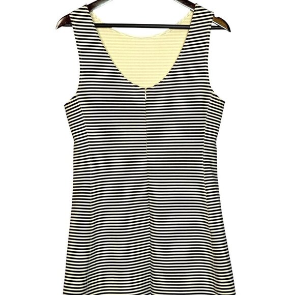 Theory Mivrill Ivory Navy Sail Stripe Coastal Nautical Sleeveless Dress Size L - Picture 5 of 9